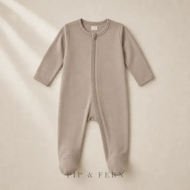 Bamboo Footed Pyjama, Mushroom