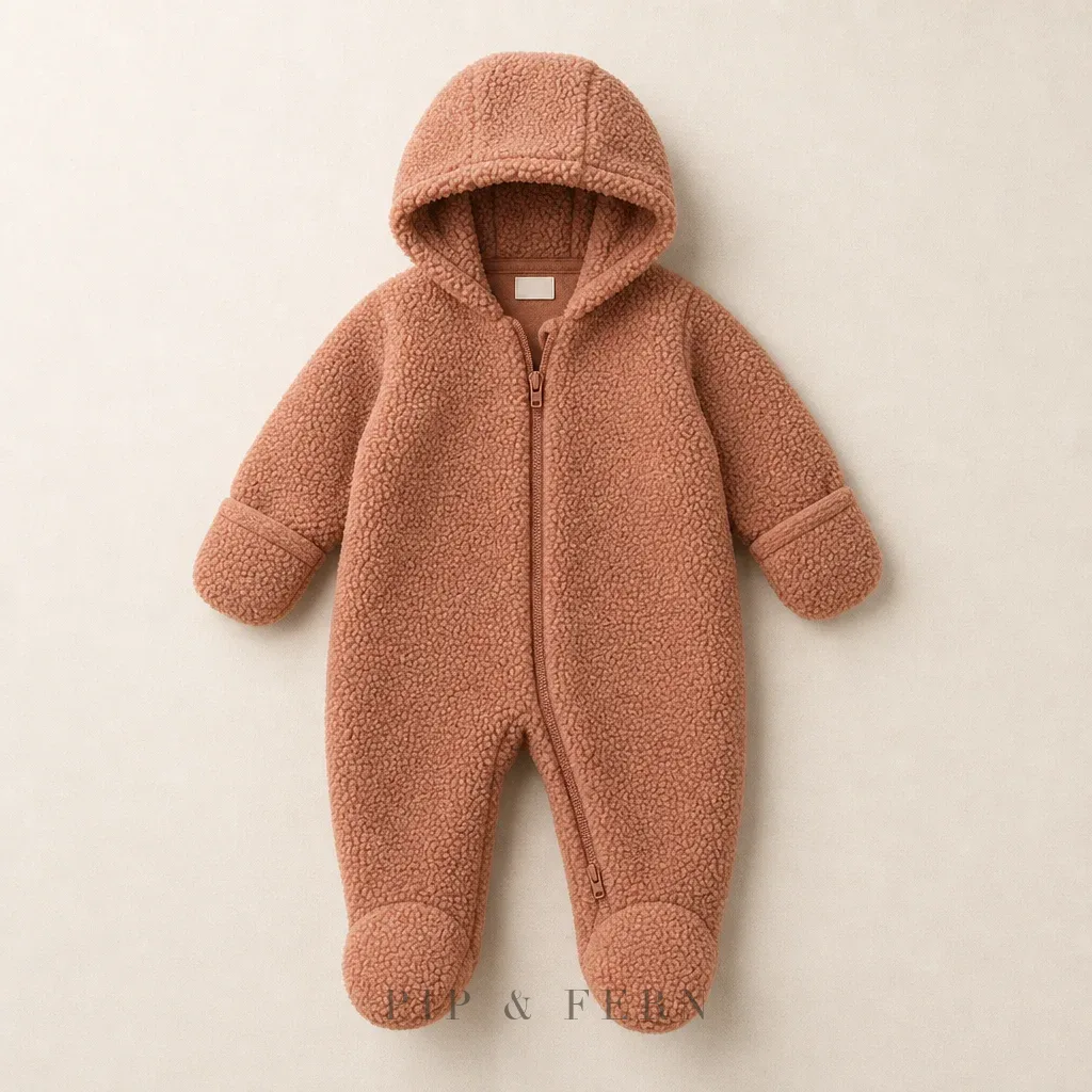 Fleece Pramsuit, Clay