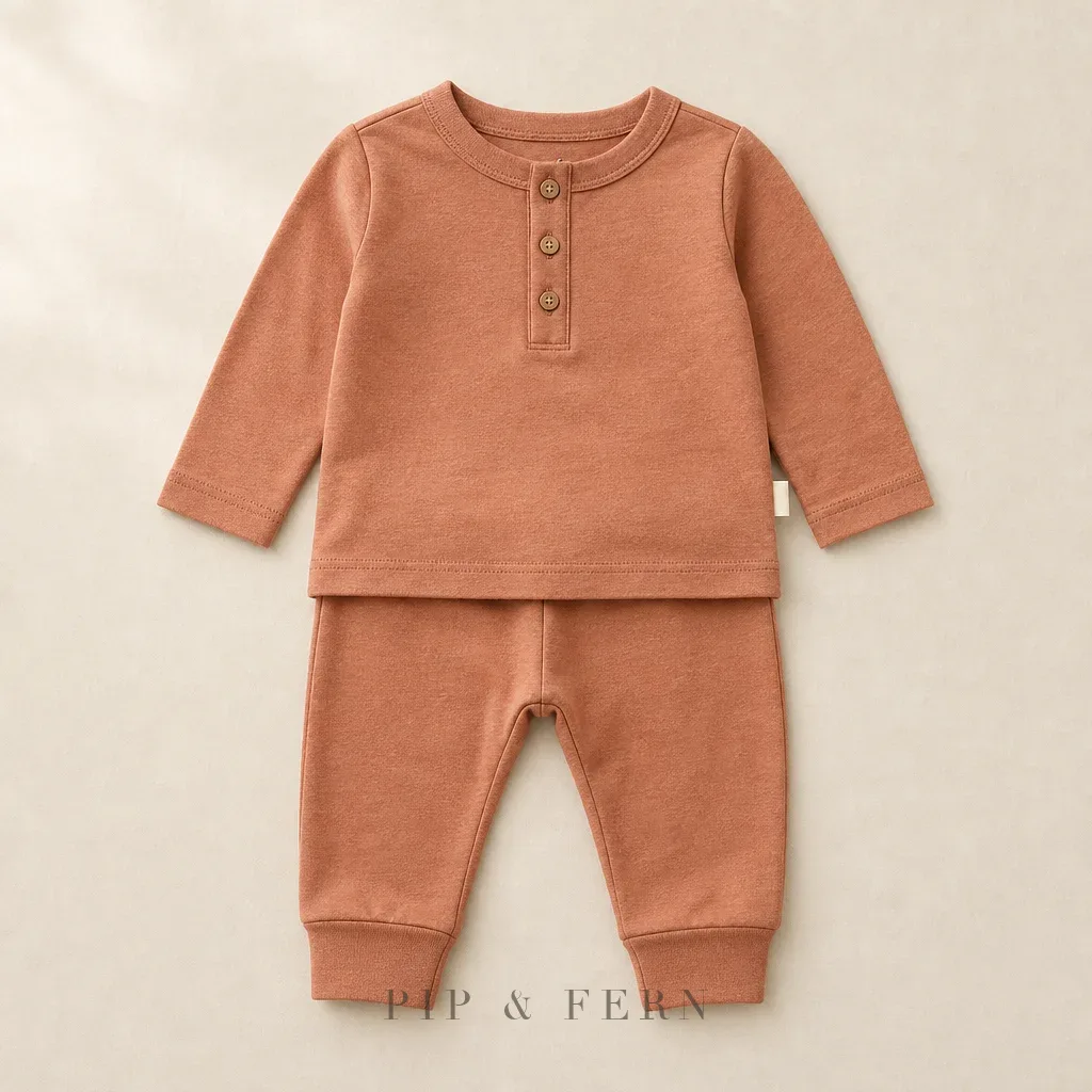 Henley & Jogger Set, Clay