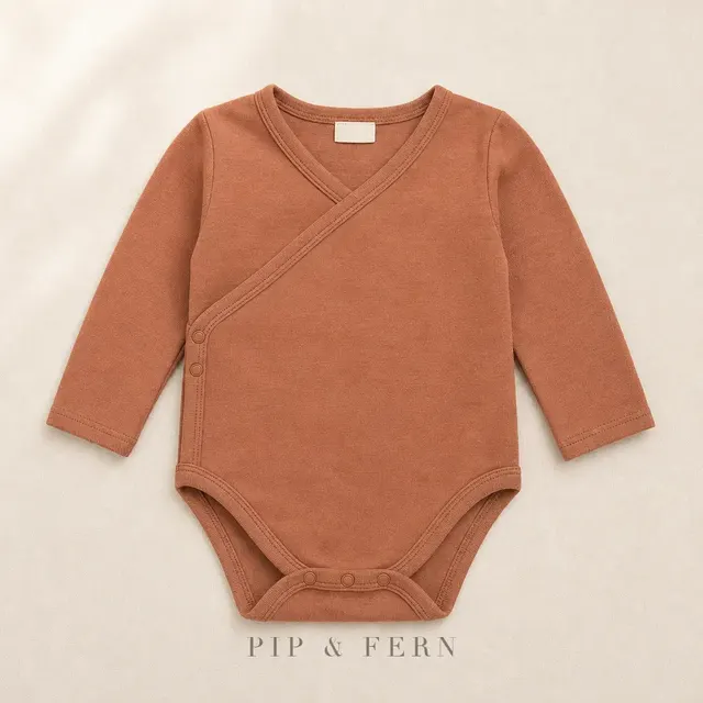 Kimono Wrap Bodysuit, Clay