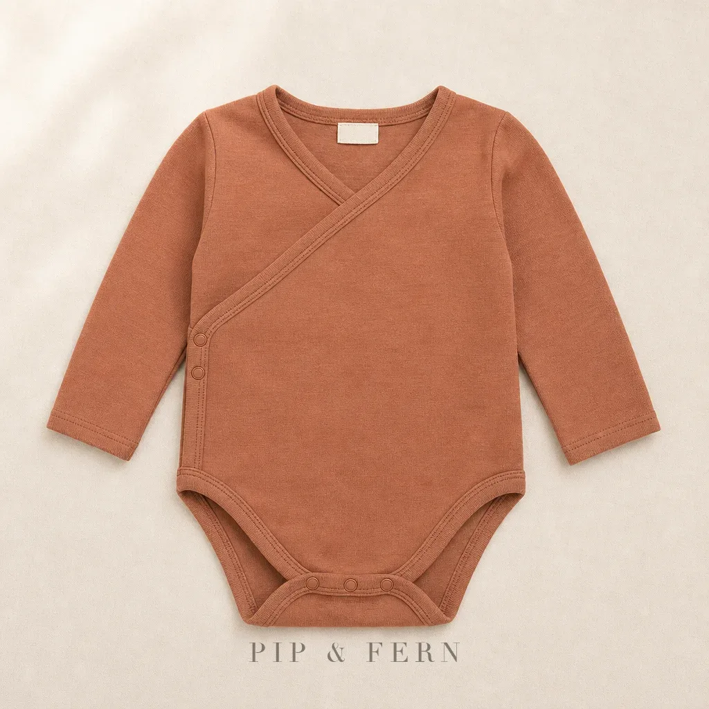 Kimono Wrap Bodysuit, Clay