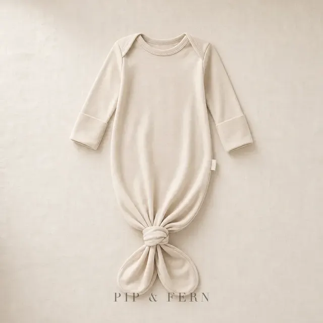 Knotted Newborn Gown, Oat