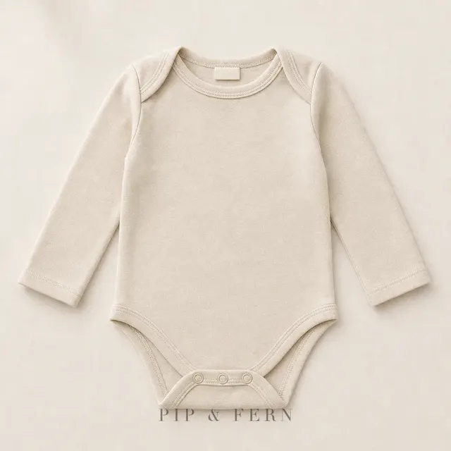 Long-Sleeve Organic Bodysuit, Oat