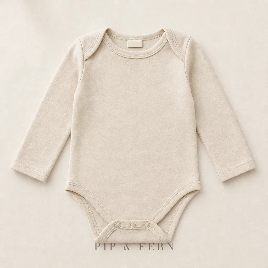 Long-Sleeve Organic Bodysuit, Oat