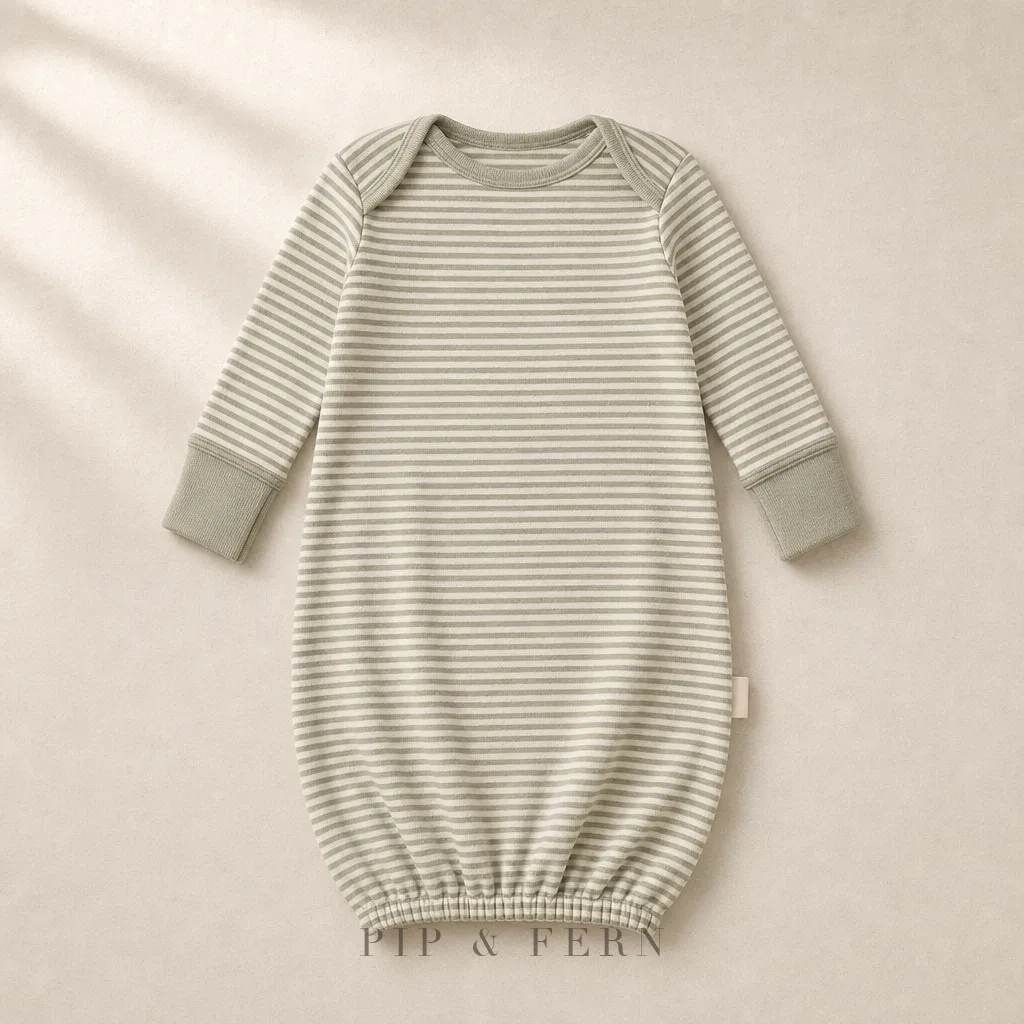 Newborn Sleeper Gown, Fern Stripe