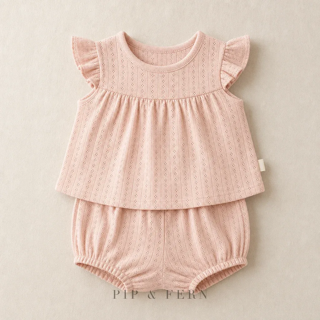 Pointelle Top & Bloomer Set, Blush