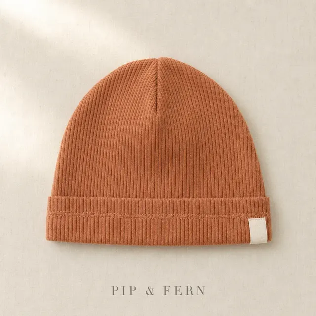 Ribbed Beanie, Clay
