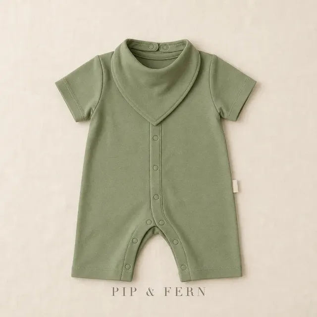 Romper & Bib Set, Fern