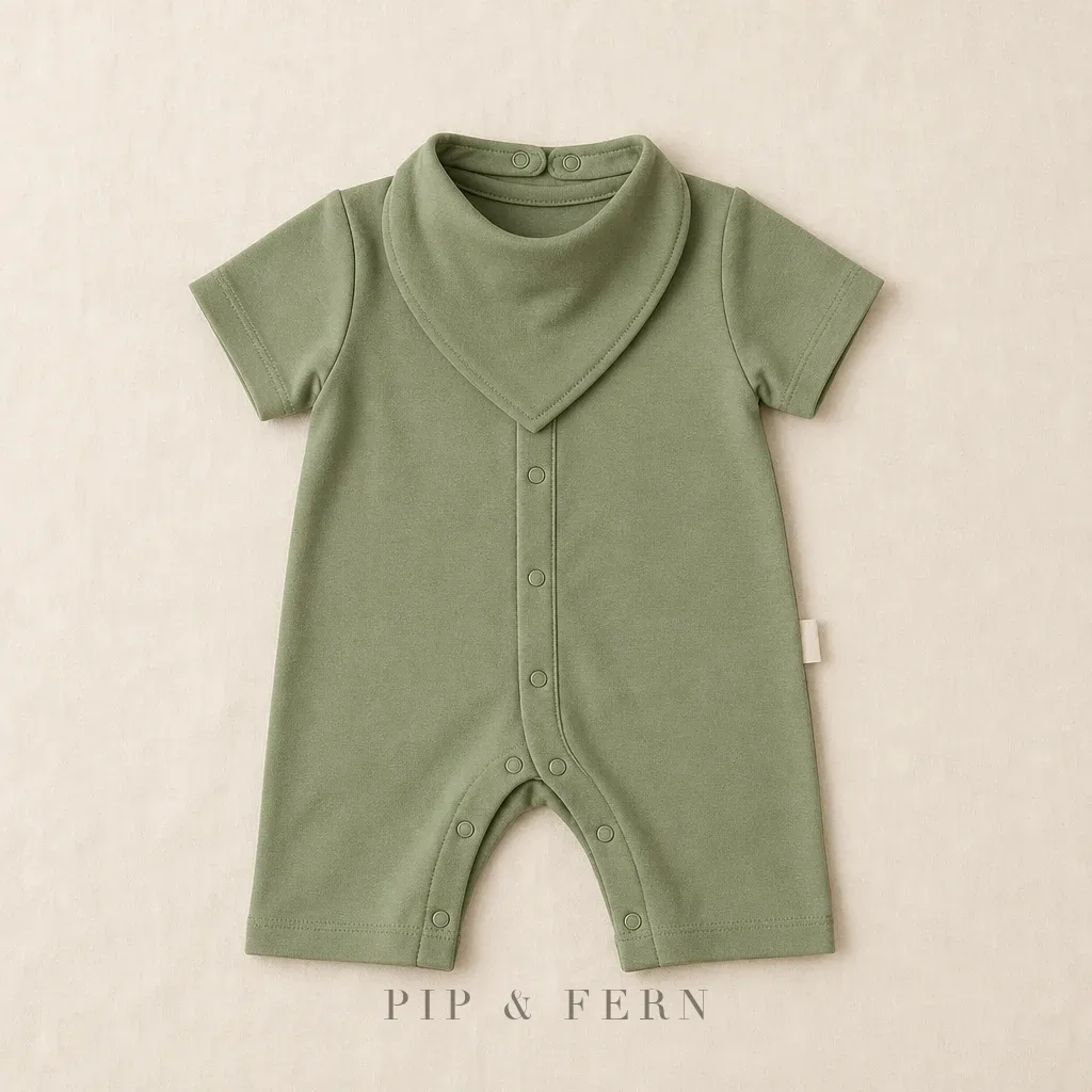 Romper & Bib Set, Fern