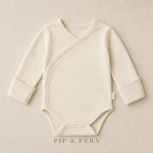 Side-Snap Newborn Onesie, Cream