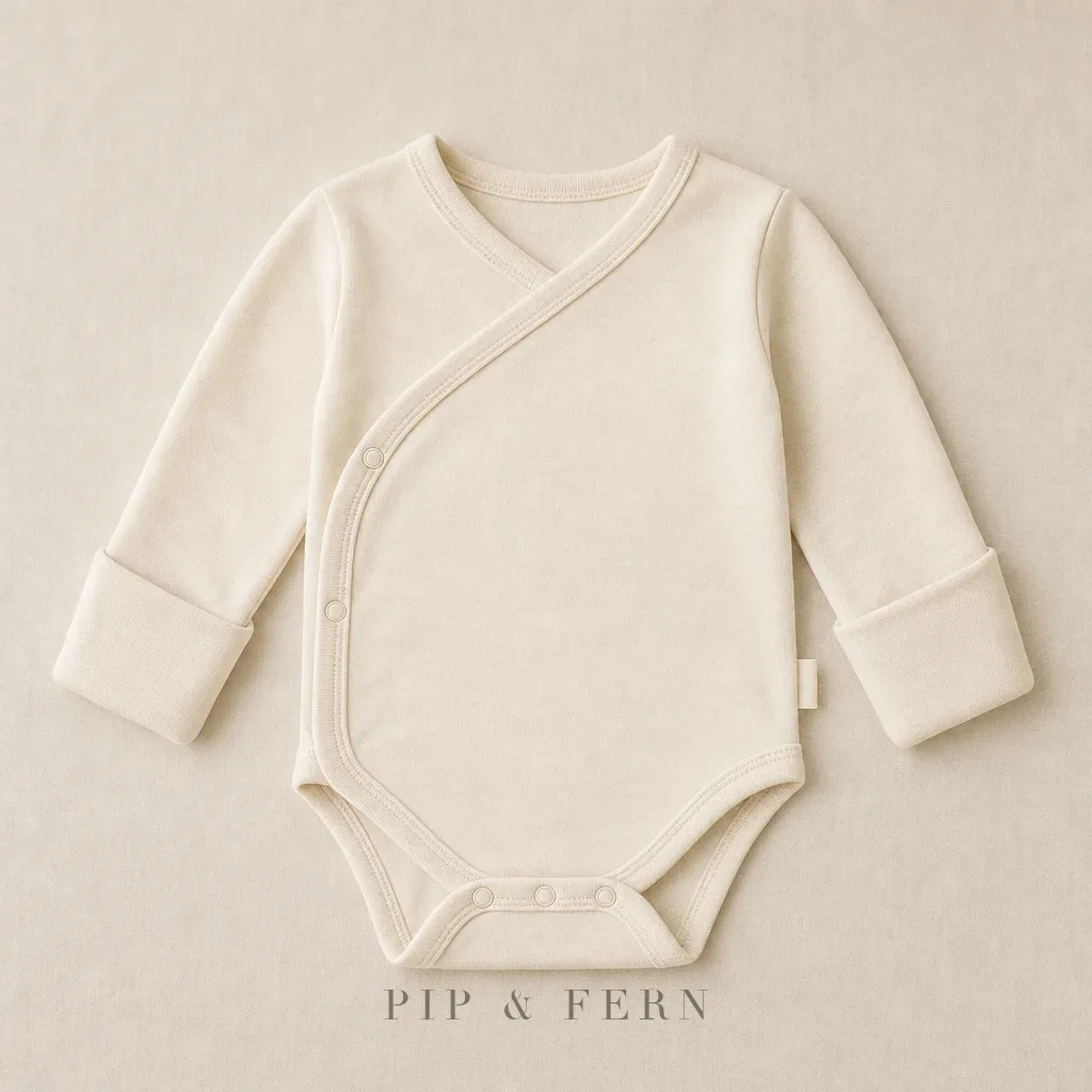 Side-Snap Newborn Onesie, Cream