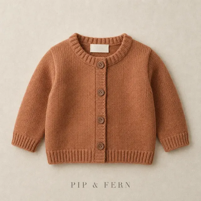 Wool-Blend Cardigan, Clay