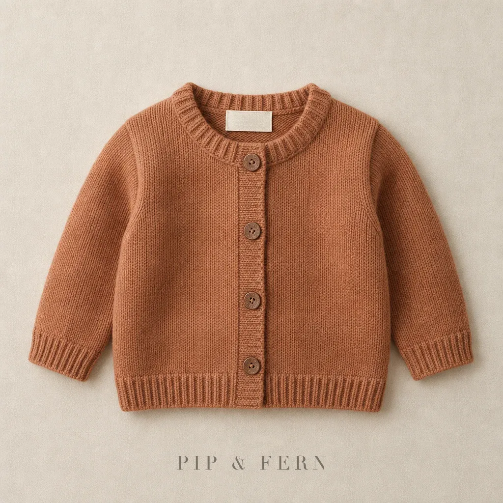 Wool-Blend Cardigan, Clay