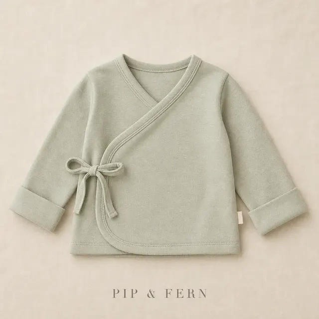 Wrap-Front Newborn Top, Sage