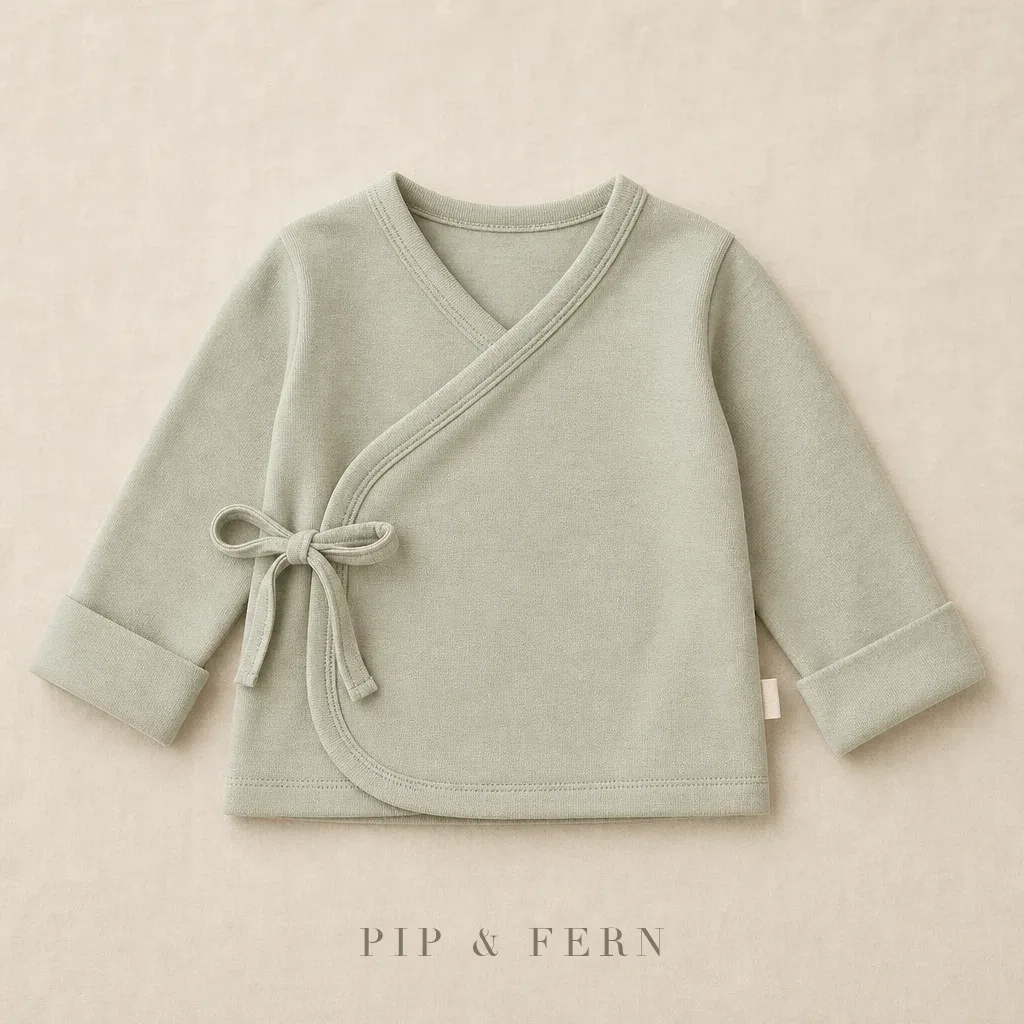 Wrap-Front Newborn Top, Sage